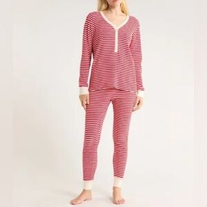 Lucky Brand Red and White Striped Pajama Set